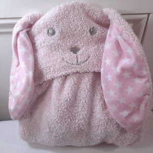 Stephan Baby pink bunny Hooded blanket rabbit white stars Bath Towel Stephen